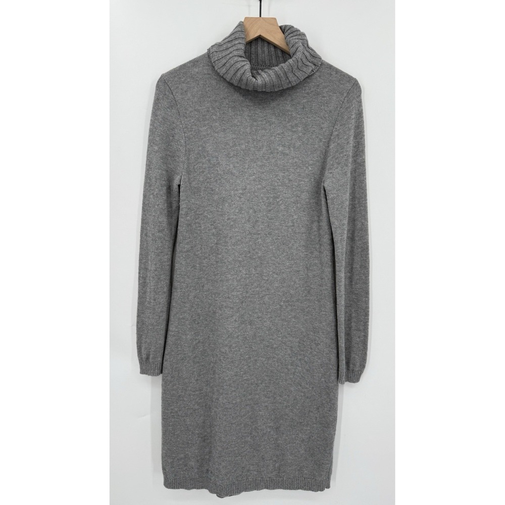 J Crew Sweater Dress Womens Small Gray Wool Blend Cowl Neck Preppy‎